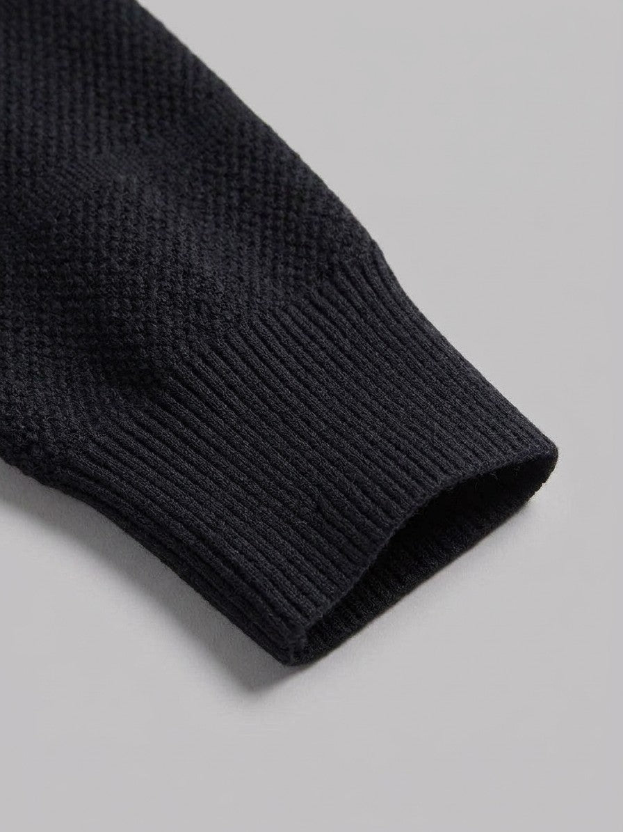 Bellagio Men's Button-Detail Knit Top — black — detail-2