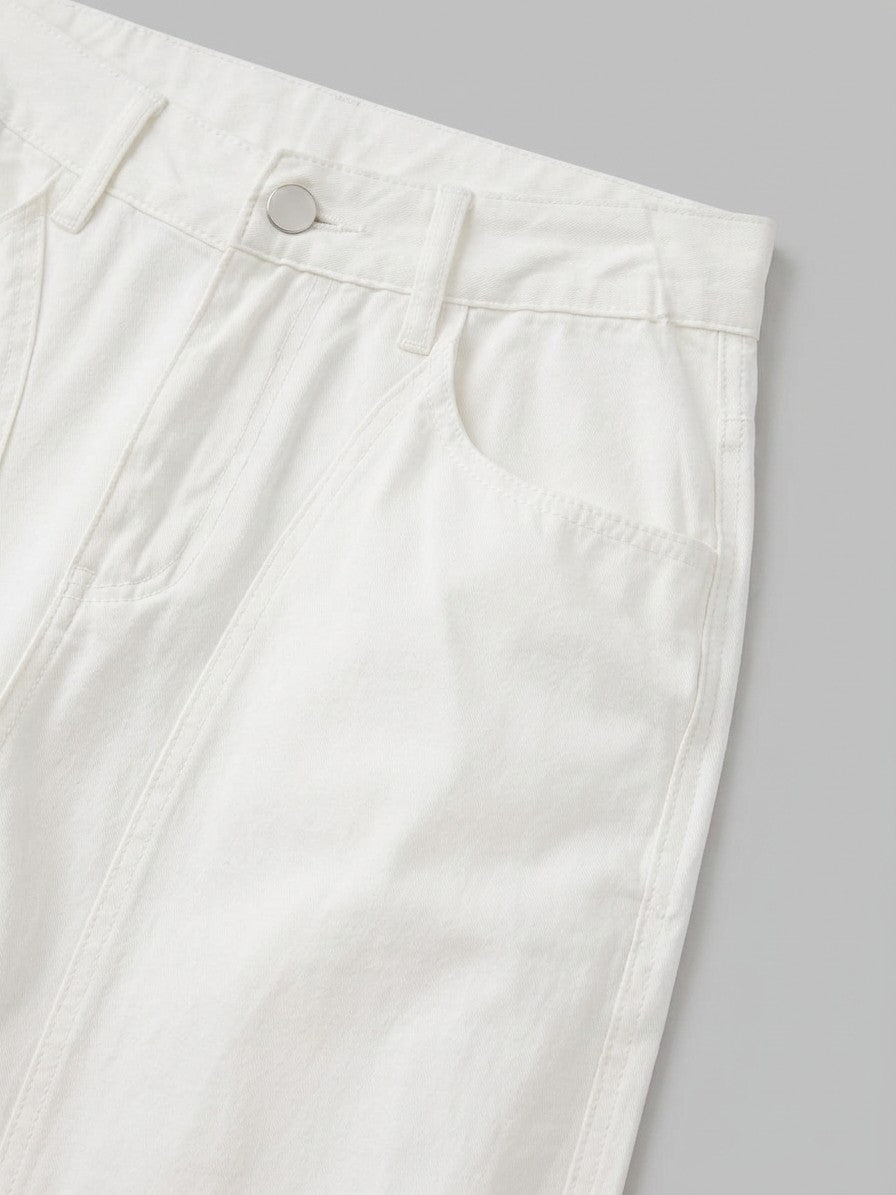 Bellano Men's Ribbed Pocketed Trousers — white — detail-2