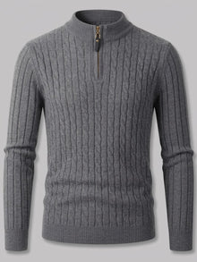 Pull à demi-zip en tricot torsadé pour homme Belluno