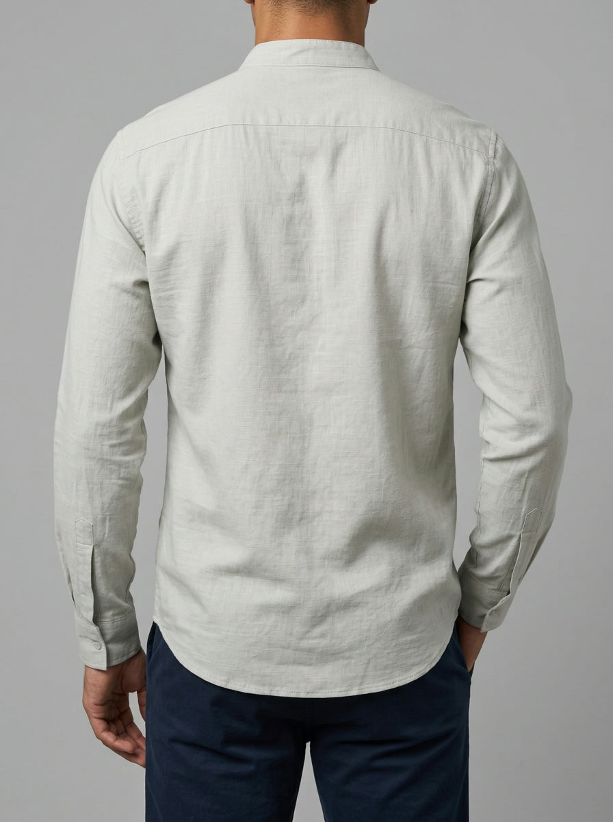 Belluno Men's Mandarin Collar Shirt — grey — back
