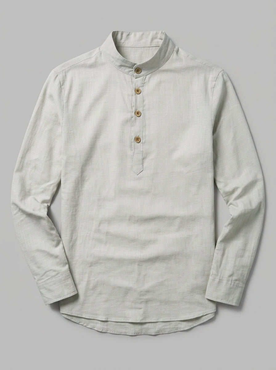 Belluno Men's Mandarin Collar Shirt — grey — packshot