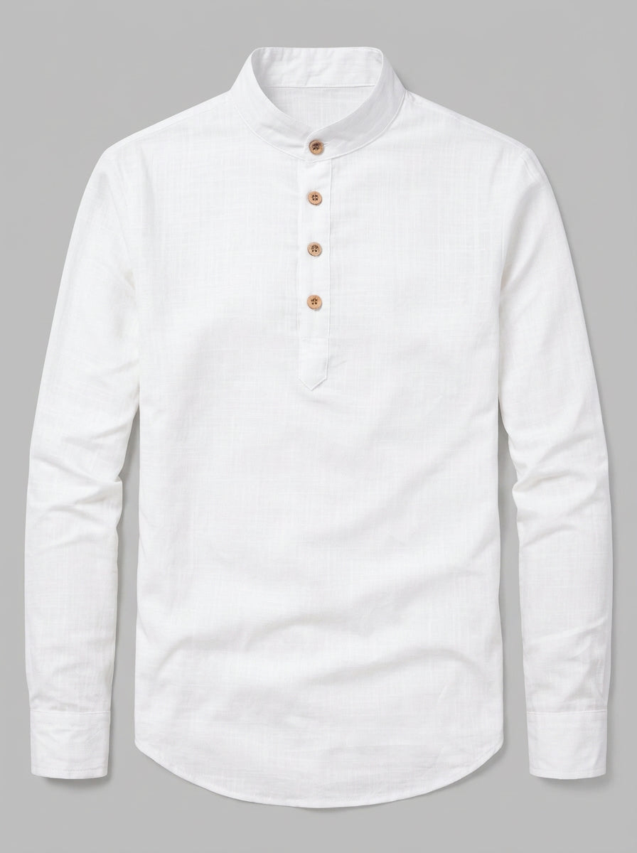 Belluno Men's Mandarin Collar Shirt — white — packshot