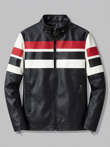 Benevento Men's Striped Faux Leather Café Racer