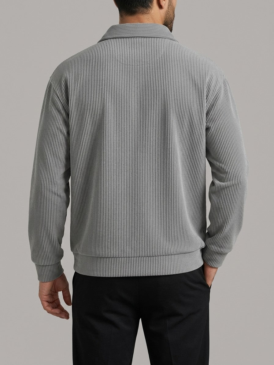 Bergamo Men's Corduroy Half-Zip Top — gray — back