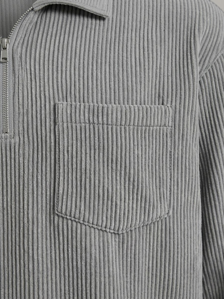 Bergamo Men's Corduroy Half-Zip Top — gray — detail-2