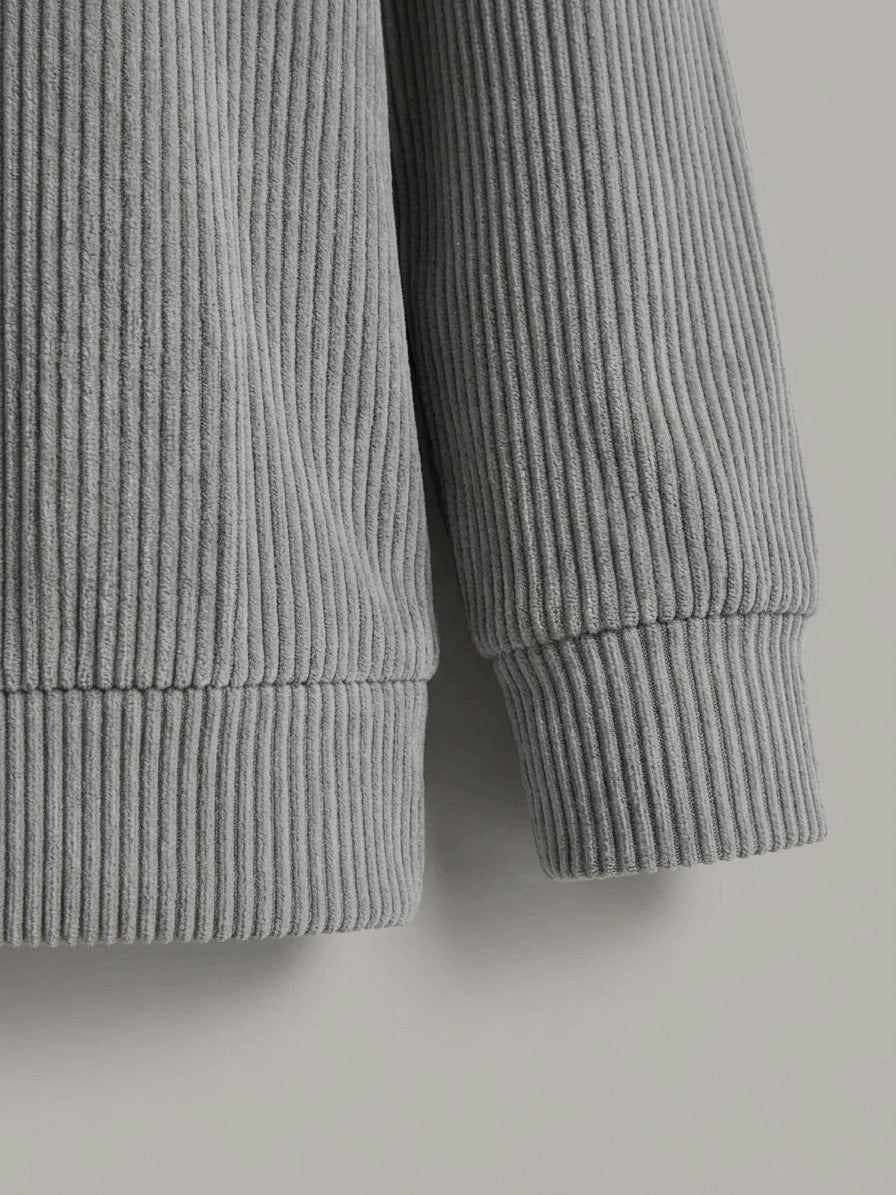 Bergamo Men's Corduroy Half-Zip Top — gray — detail-collar