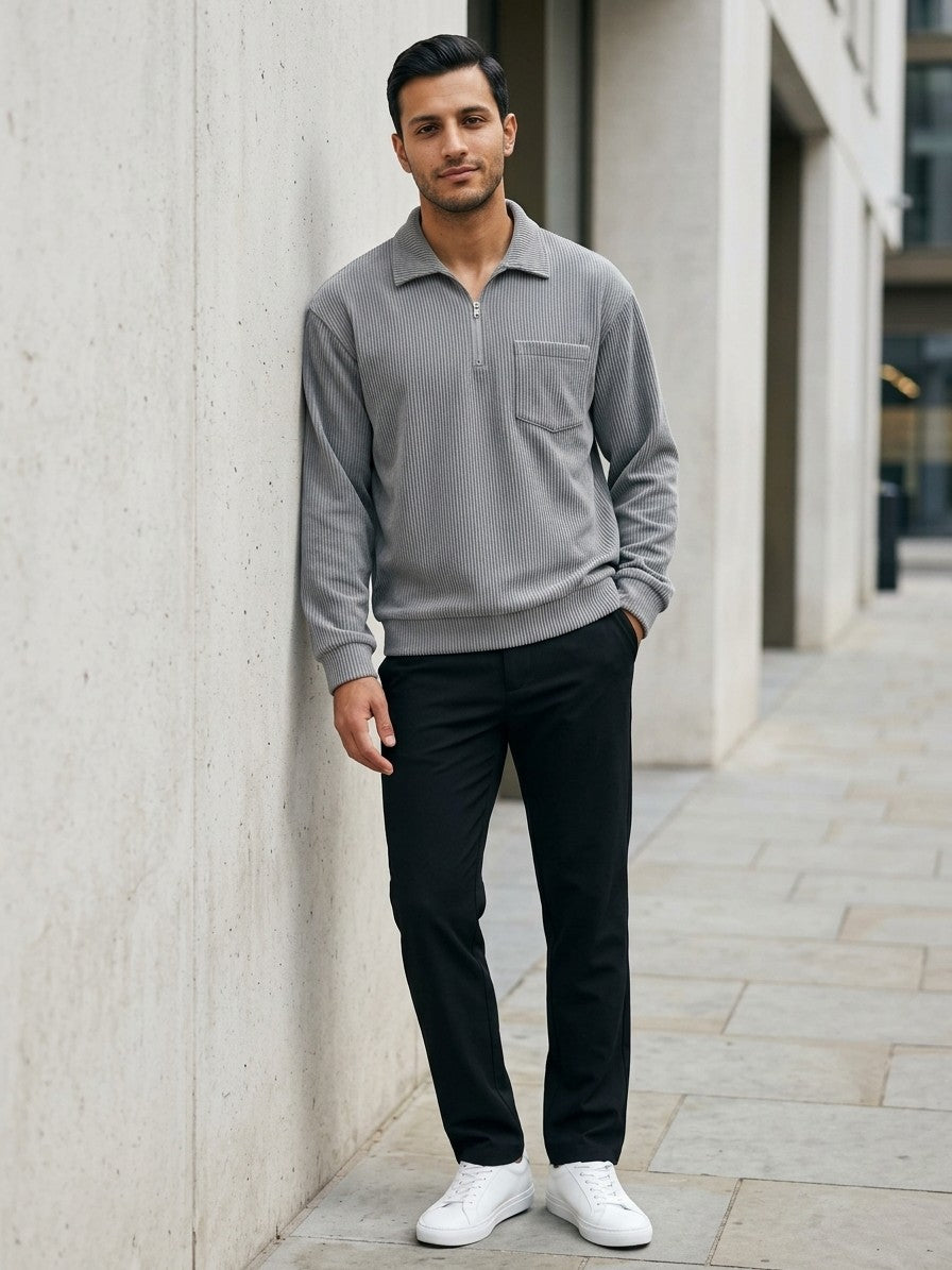 Bergamo Men's Corduroy Half-Zip Top — gray — lifestyle