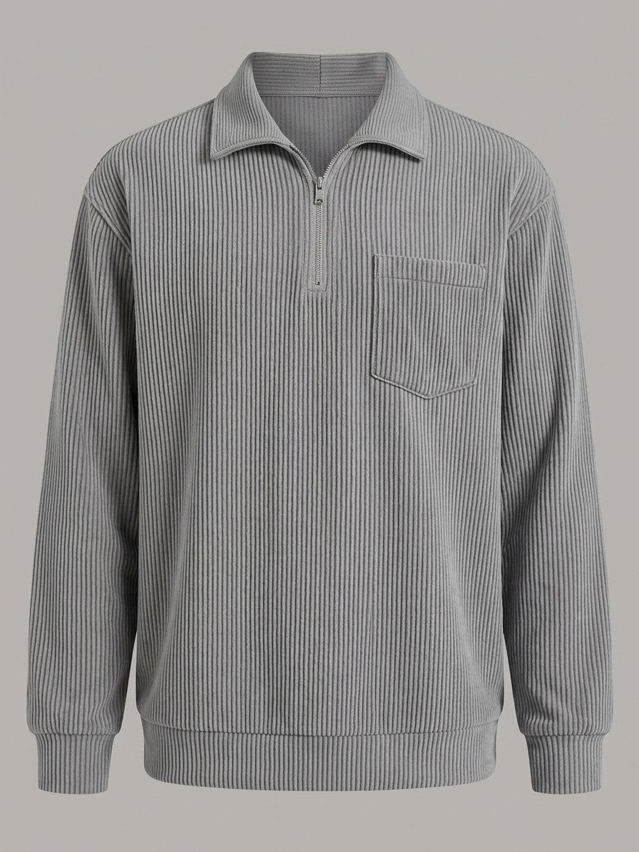 Bergamo Men's Corduroy Half-Zip Top — gray — packshot