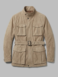 Bevilacqua Men's Belted Faux Suede Hunting Jacket