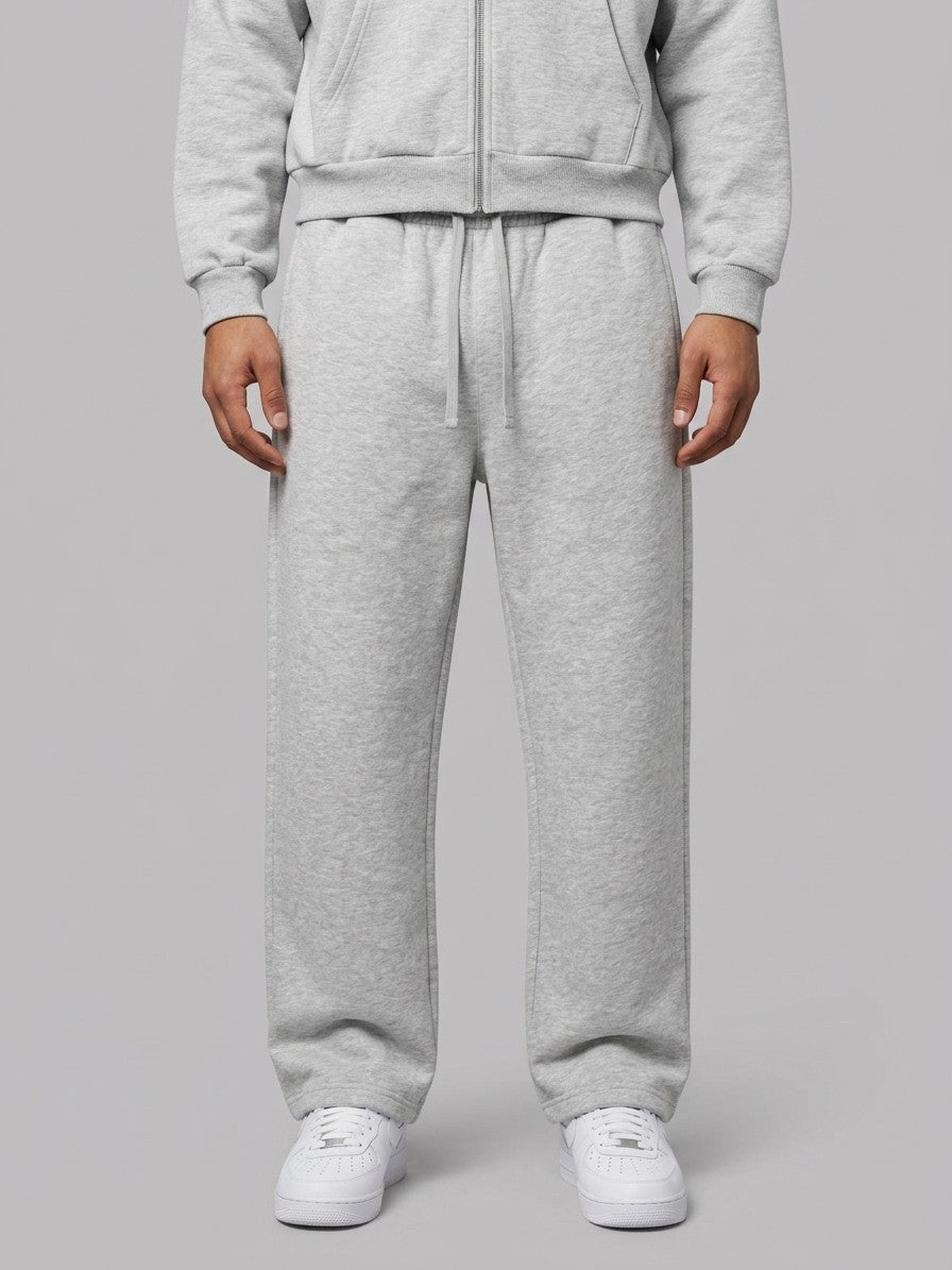 Bibbona Men's Cropped Zip-Hoodie Tracksuit — heathergrey — bottomfront