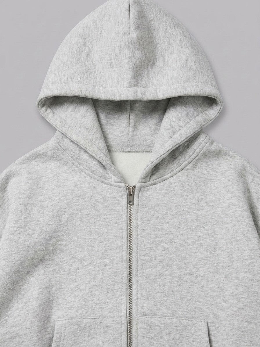 Bibbona Men's Cropped Zip-Hoodie Tracksuit — heathergrey — detail-collar