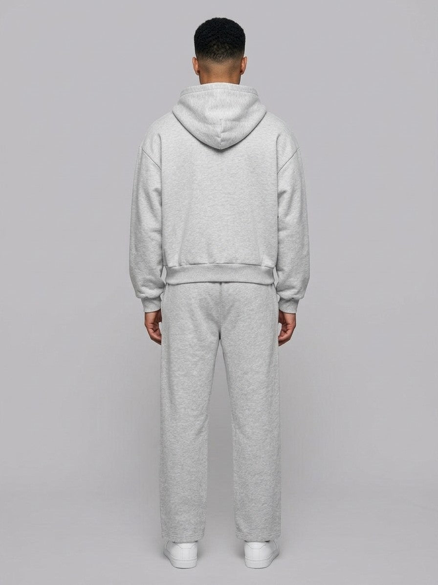 Bibbona Men's Cropped Zip-Hoodie Tracksuit — heathergrey — fullback