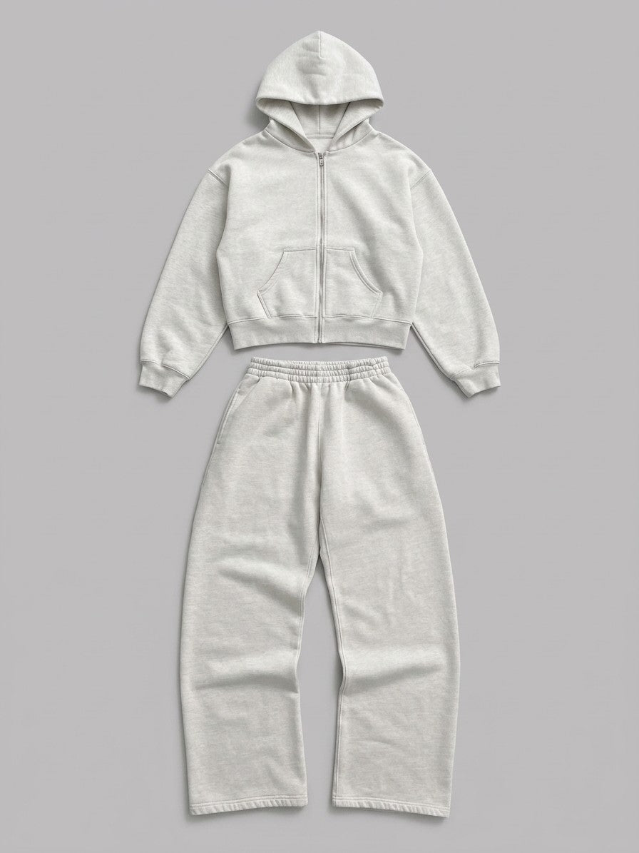 Bibbona Men's Cropped Zip-Hoodie Tracksuit — ivory — packshot