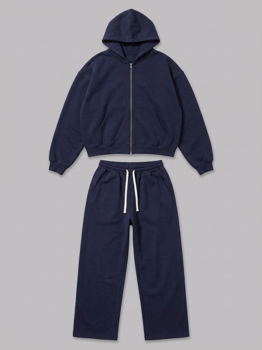 Bibbona Men's Cropped Zip-Hoodie Tracksuit — navy — packshot
