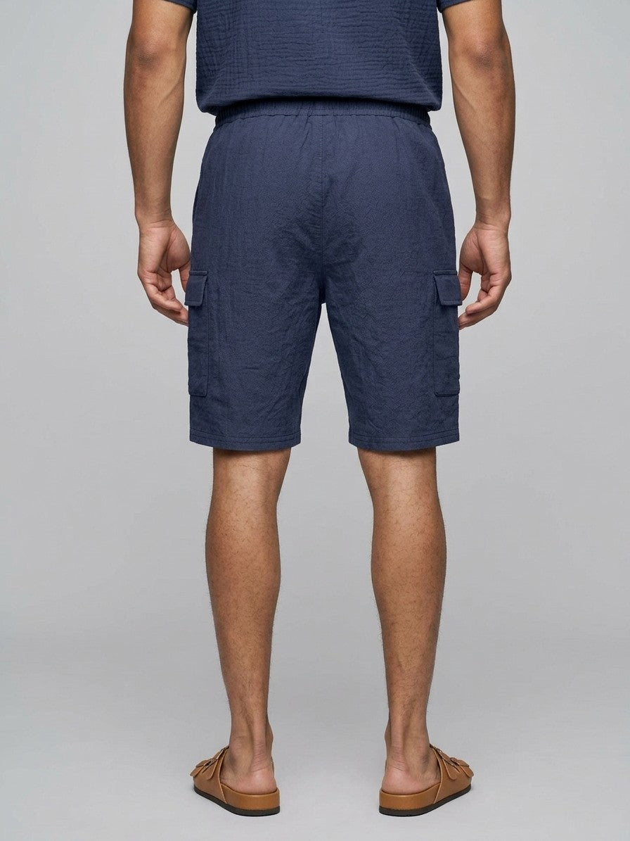 Bibione Men's Shirt and Shorts Set — navyblue — bottomback