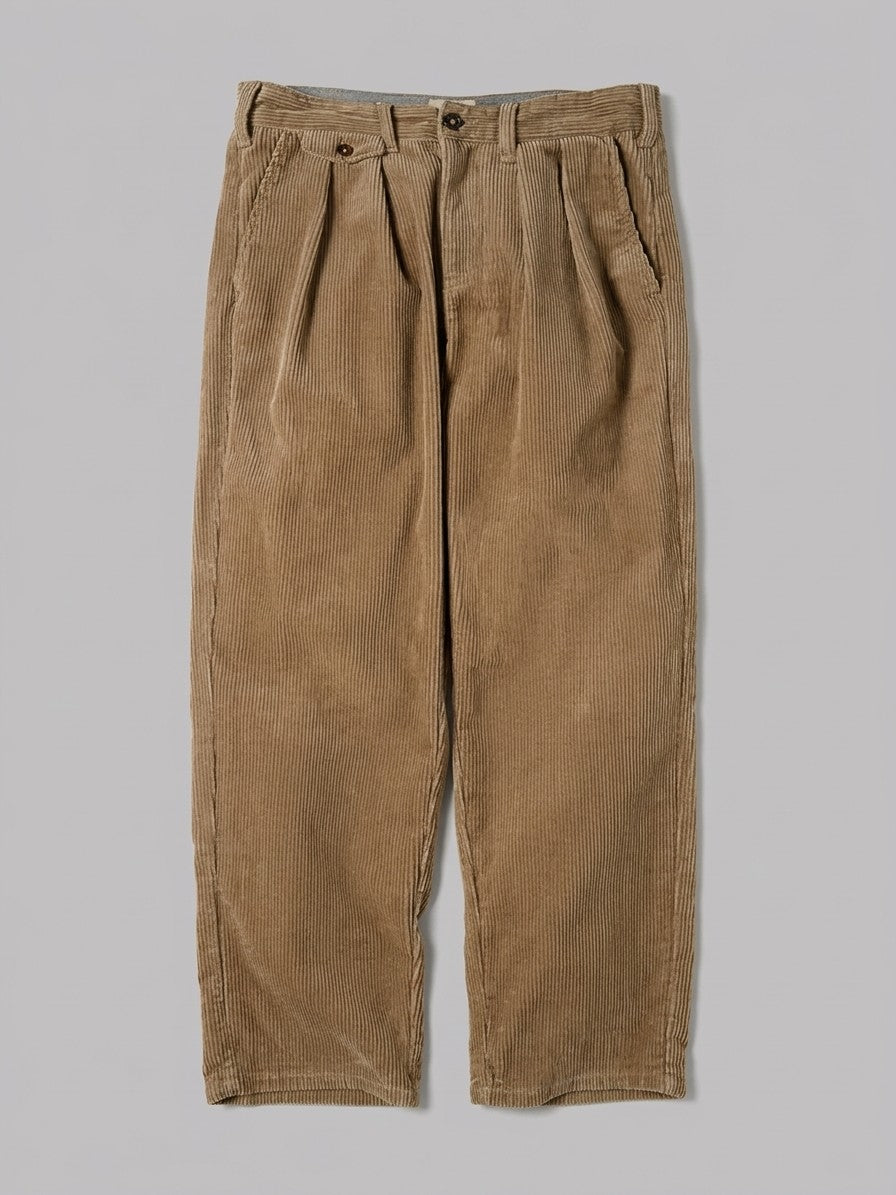 Bientina Men's Pleated Wide-Leg Corduroy Pants — tan — packshot