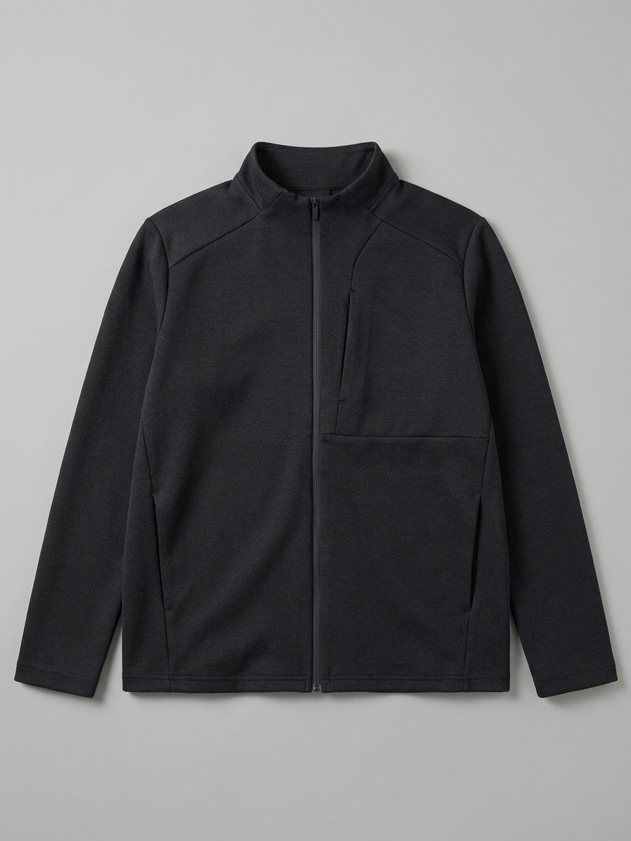 Blevio Men's Stand-Collar Zip Softshell Jacket — black — packshot