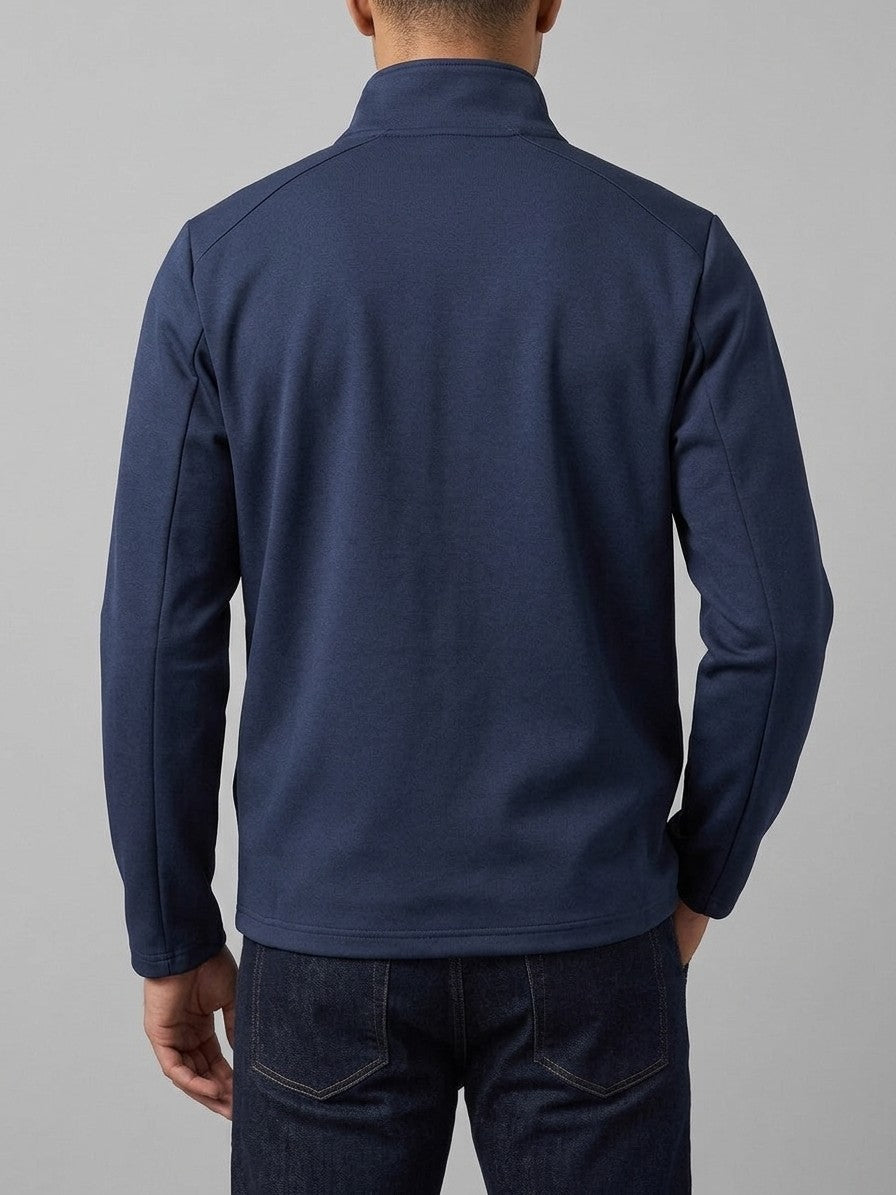 Blevio Men's Stand-Collar Zip Softshell Jacket — navy — back