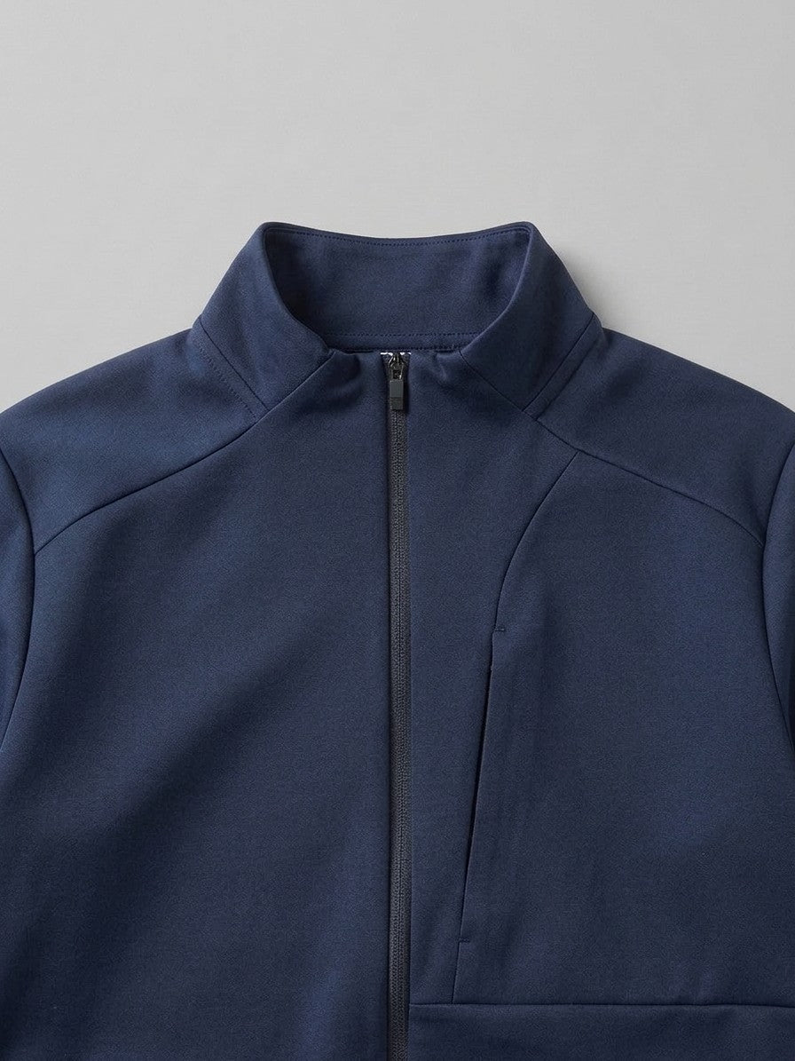 Blevio Men's Stand-Collar Zip Softshell Jacket — navy — detail
