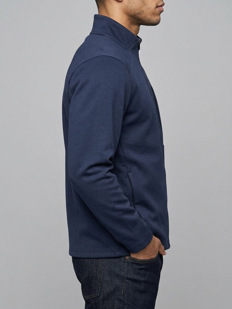 Blevio Men's Stand-Collar Zip Softshell Jacket — navy — side