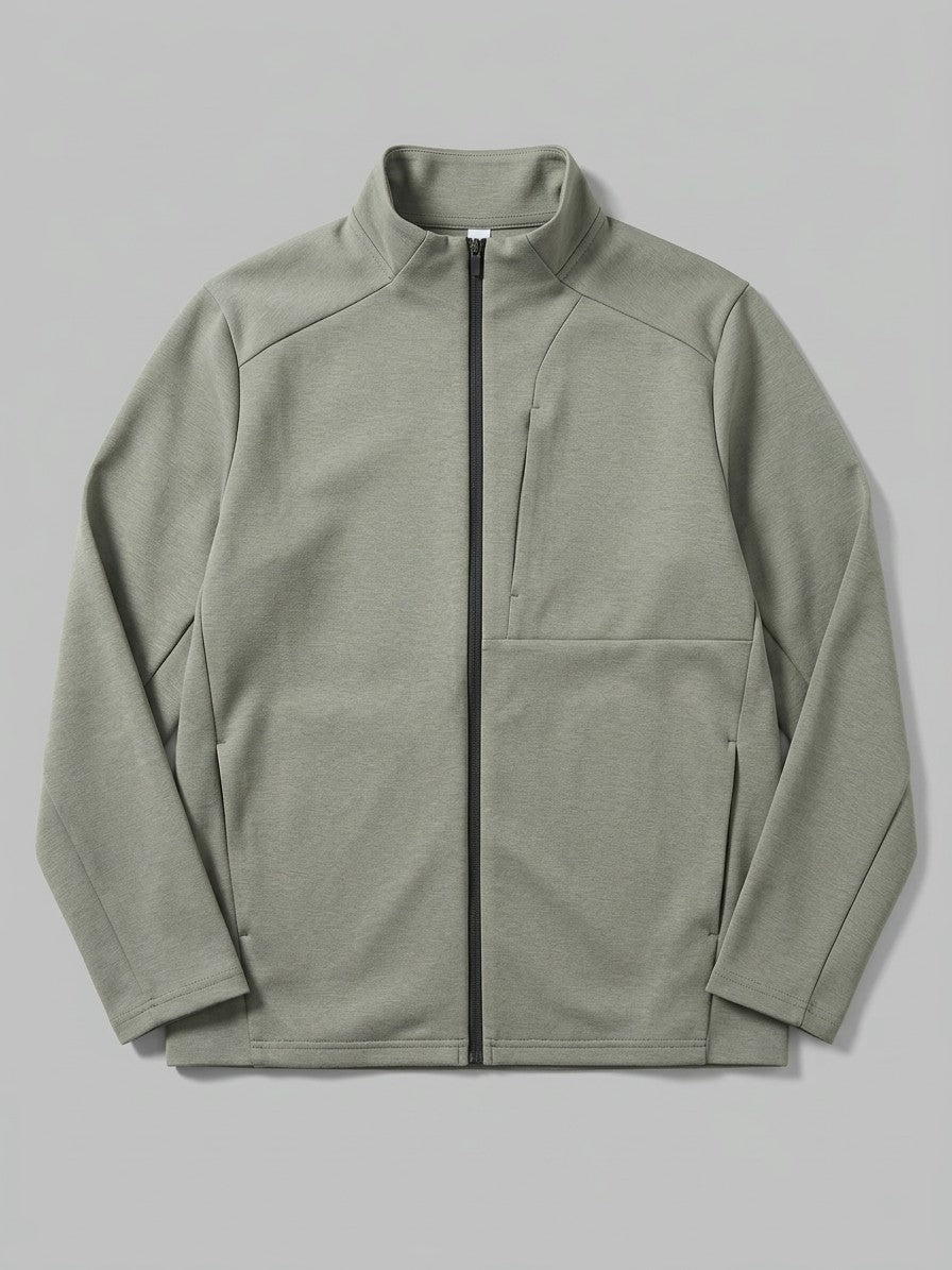 Blevio Men's Stand-Collar Zip Softshell Jacket — sagegrey — packshot