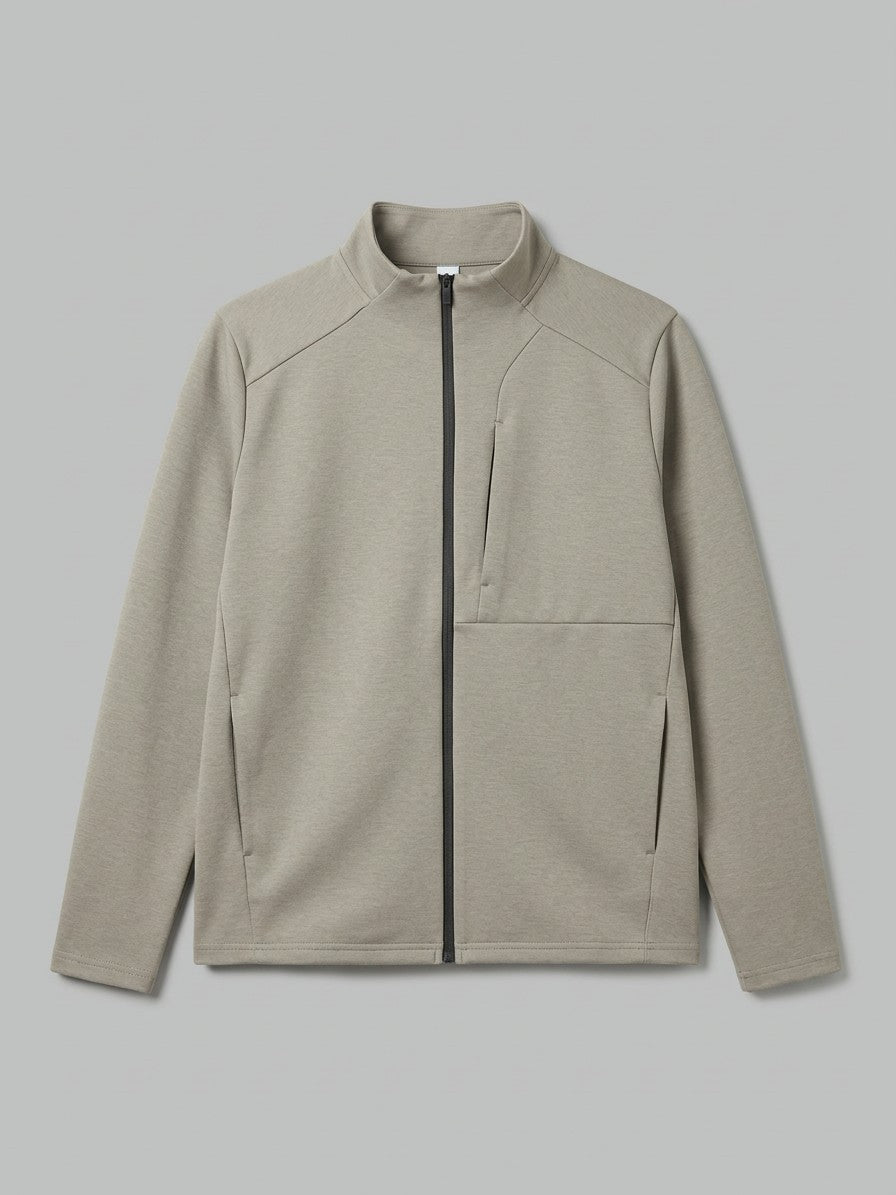 Blevio Men's Stand-Collar Zip Softshell Jacket — stone — packshot