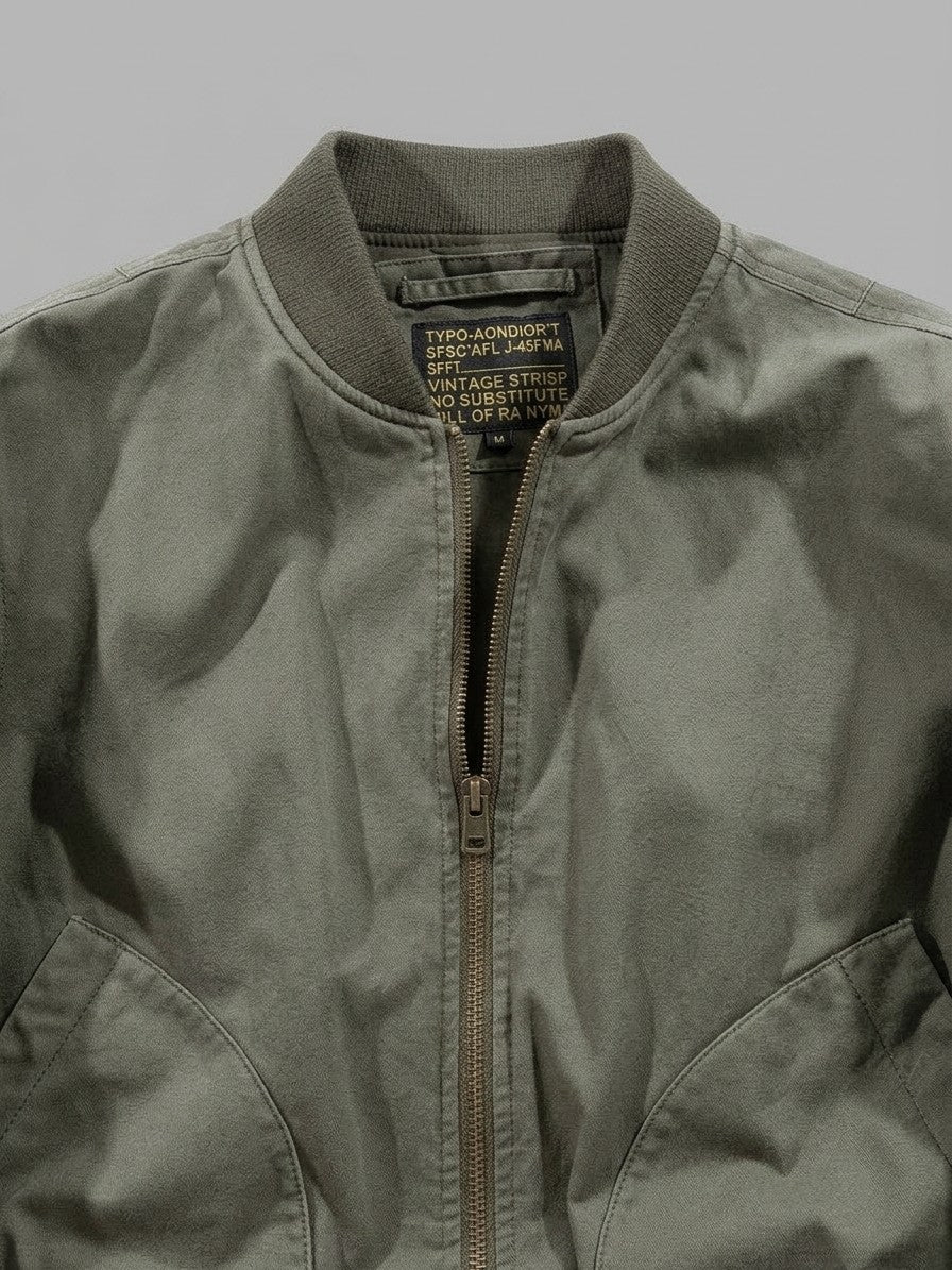 Bobbio Men's Washed MA-1 Bomber Jacket — armygreen — detail-2