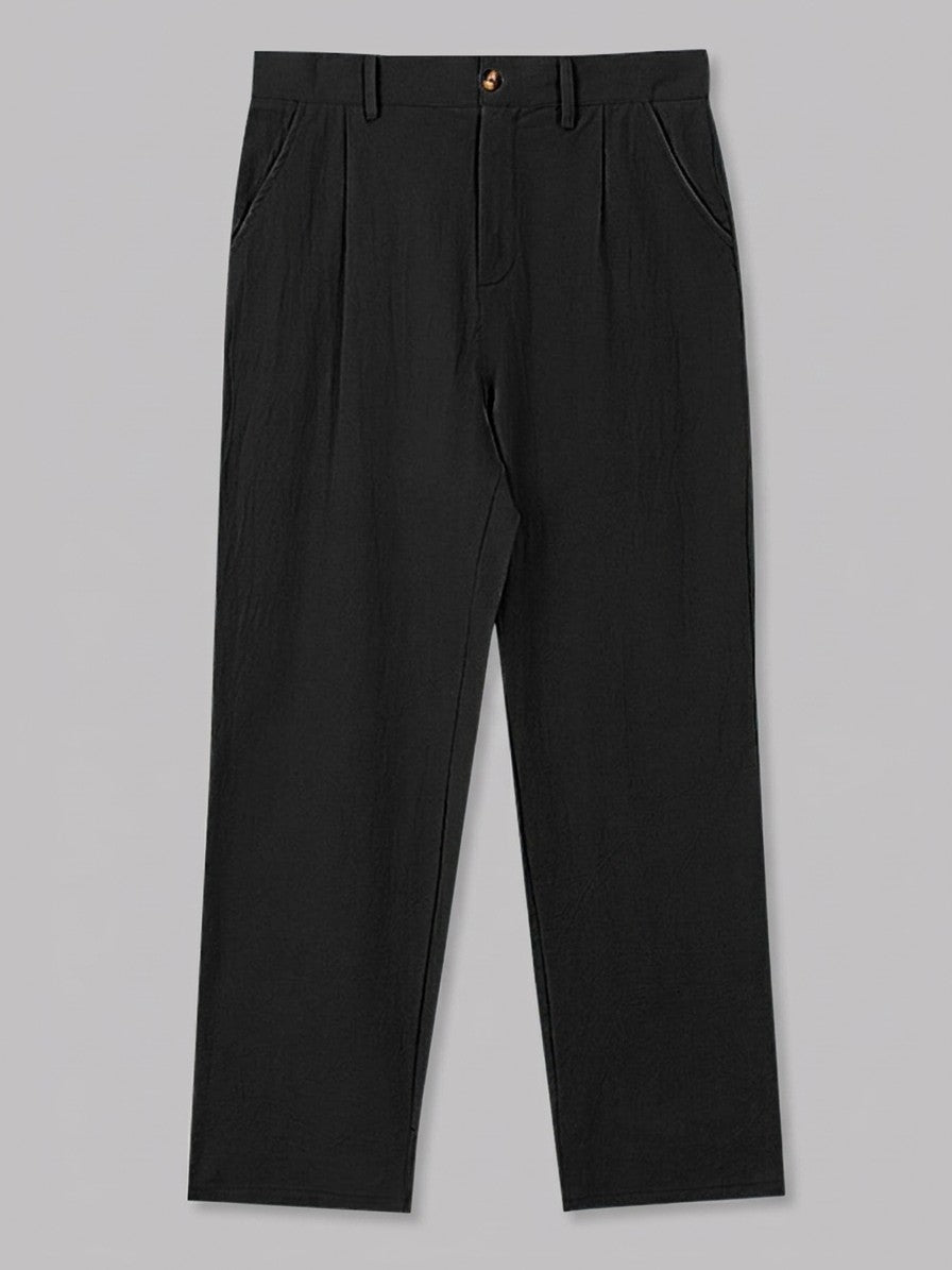 Bologna Men's Relaxed-Fit Pleated Trousers — black — packshot