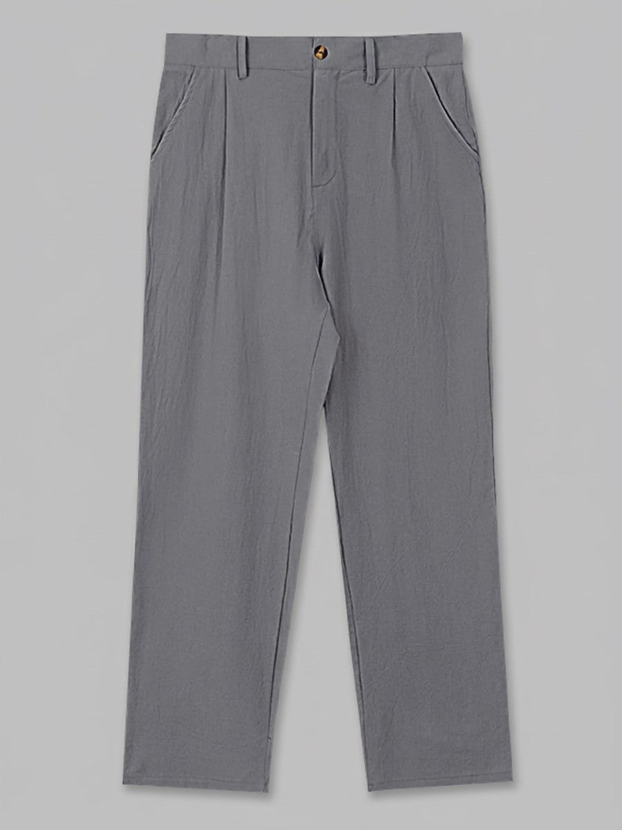 Bologna Men's Relaxed-Fit Pleated Trousers — grey — packshot