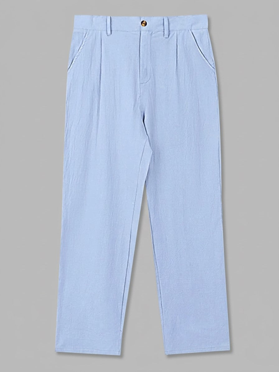 Bologna Men's Relaxed-Fit Pleated Trousers — lightblue — packshot
