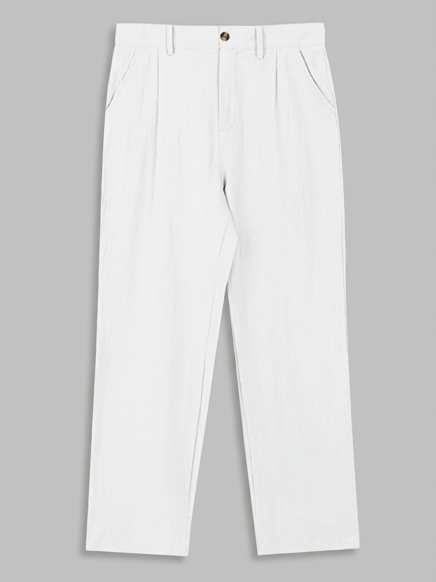 Bologna Men's Relaxed-Fit Pleated Trousers — white — packshot