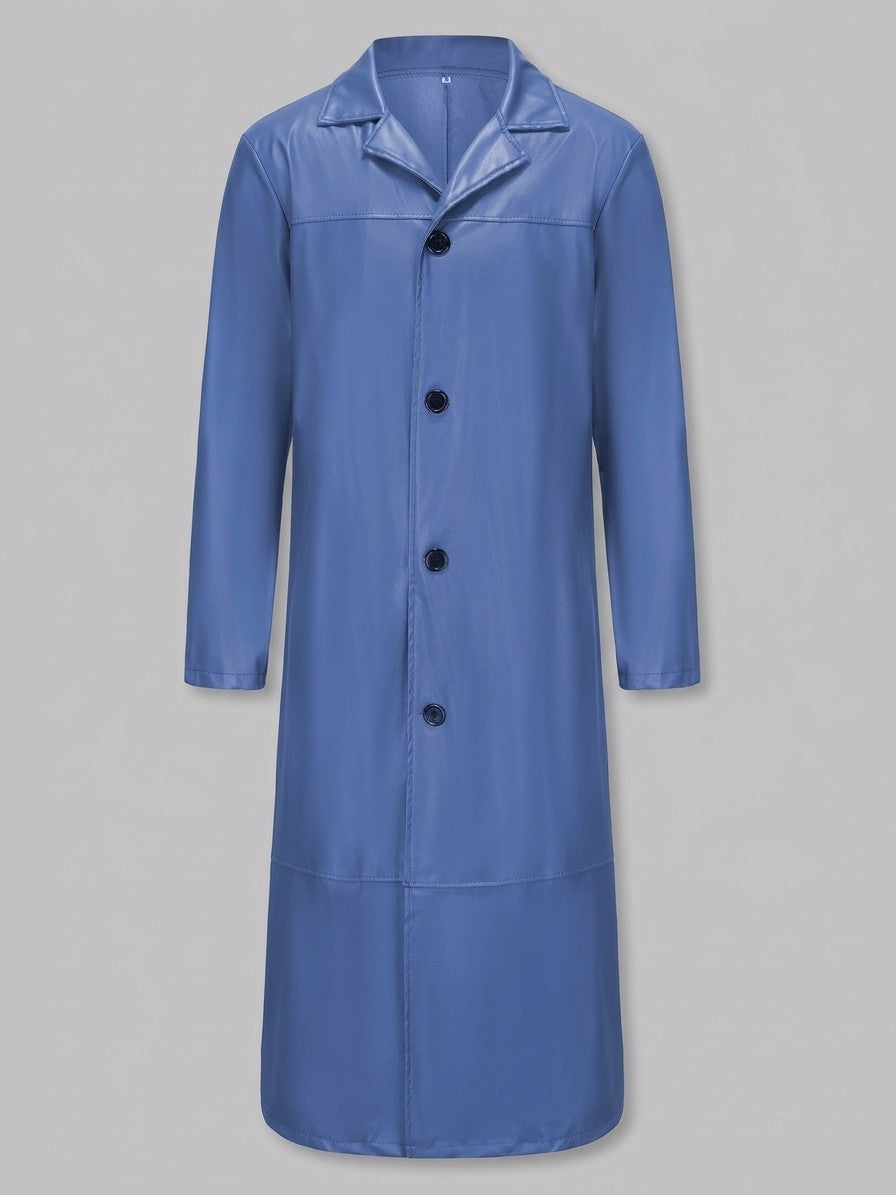 Bolsena Men's Longline Faux Leather Overcoat — bluetheme — packshot