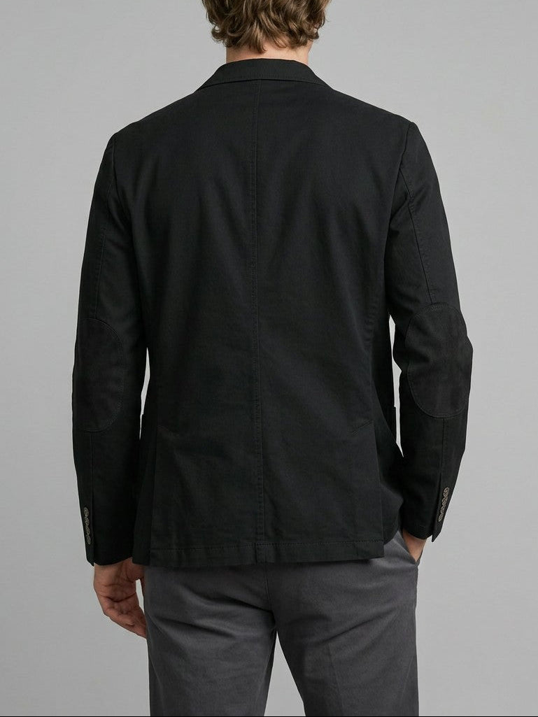 Bolzano Men's Plaid-Lined Cotton Blazer — black — back