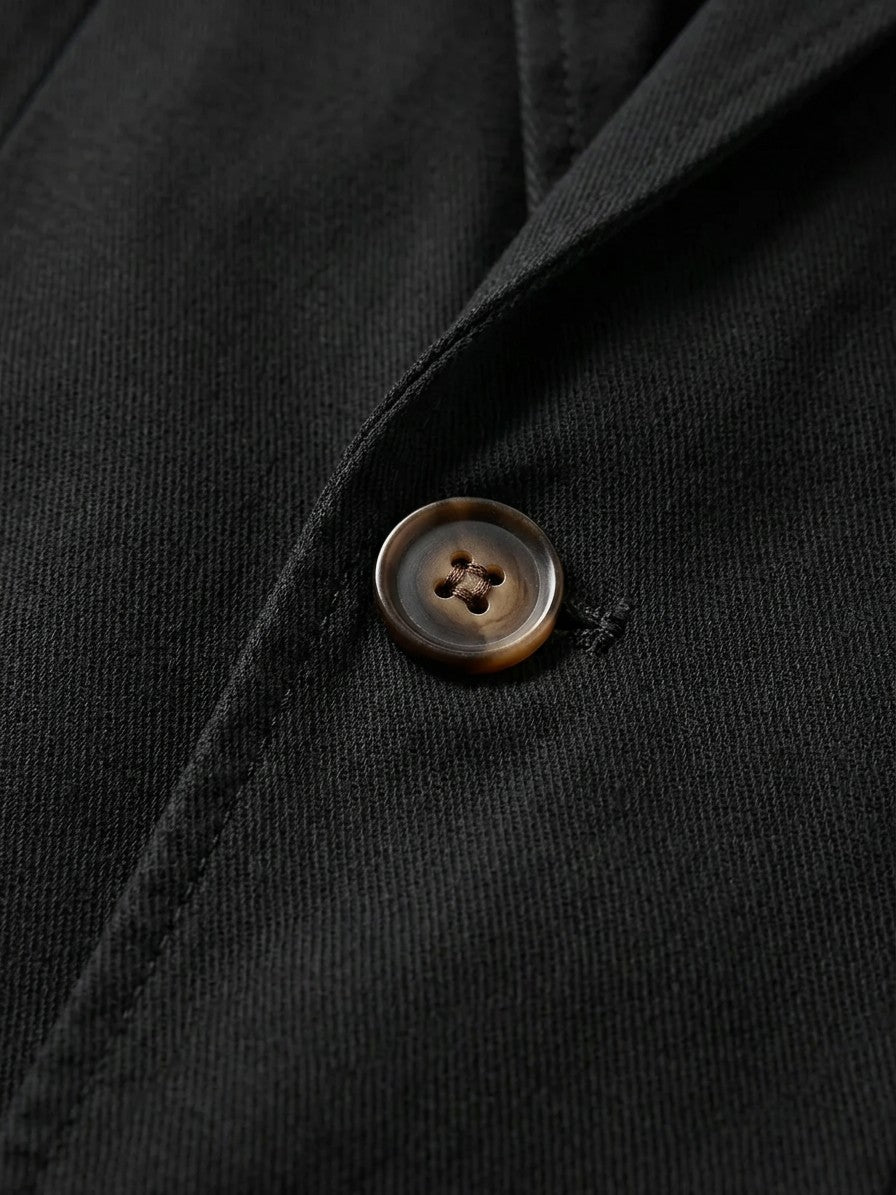Bolzano Men's Plaid-Lined Cotton Blazer — black — detail
