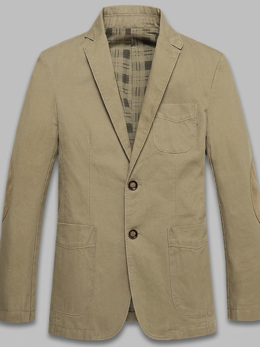 Bolzano Men's Plaid-Lined Cotton Blazer — deepkhakis — packshot