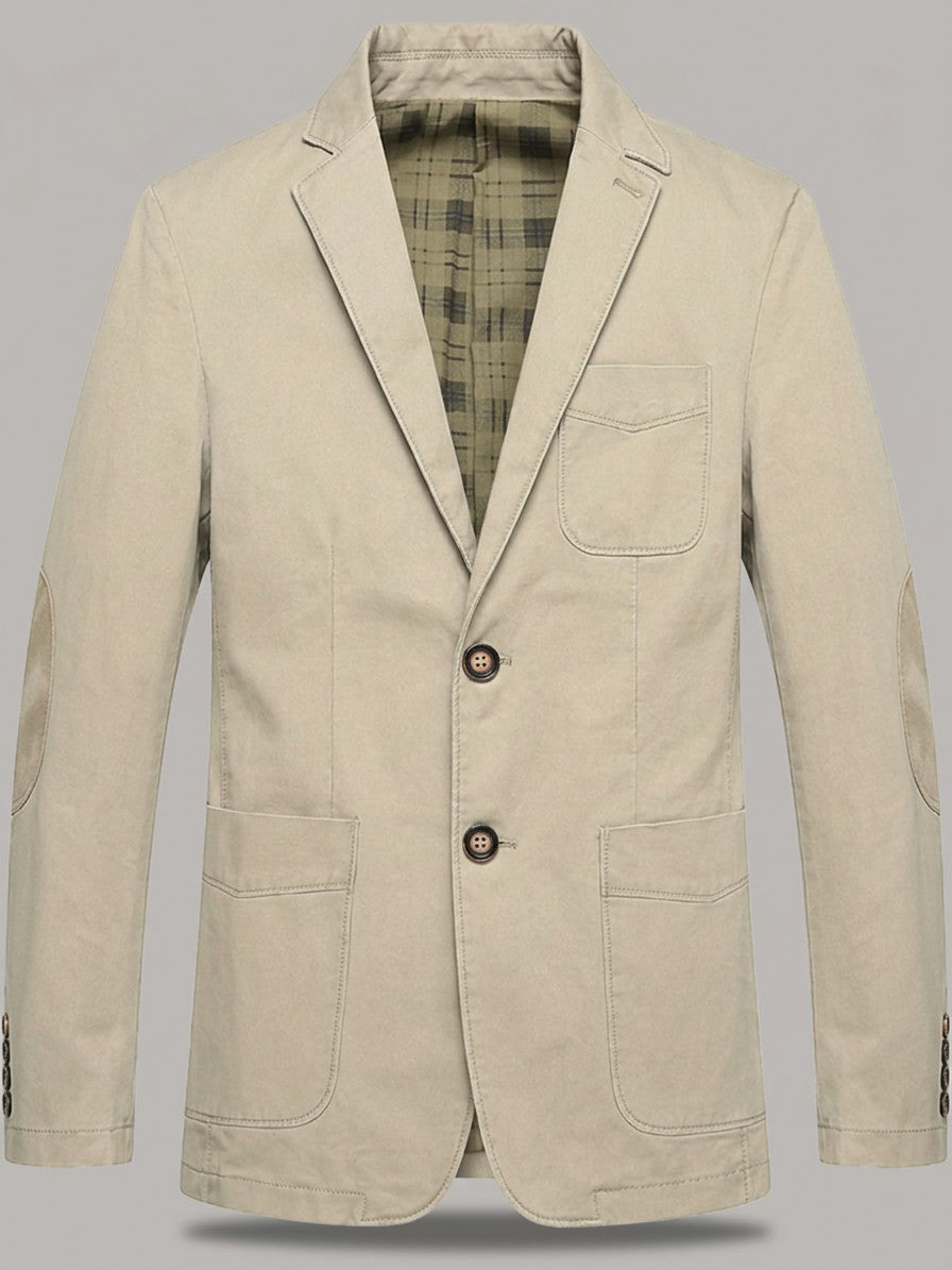 Bolzano Men's Plaid-Lined Cotton Blazer — lightkhaki — packshot