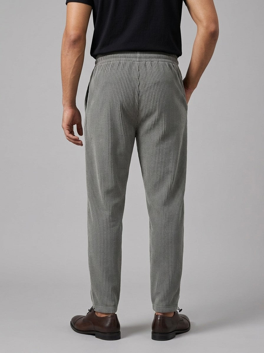 Bomarzo Men's Drawstring Tapered Corduroy Pants — grey — back