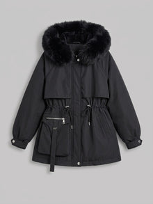 Bordighera Women's Cinched Waist Faux Fur Parka