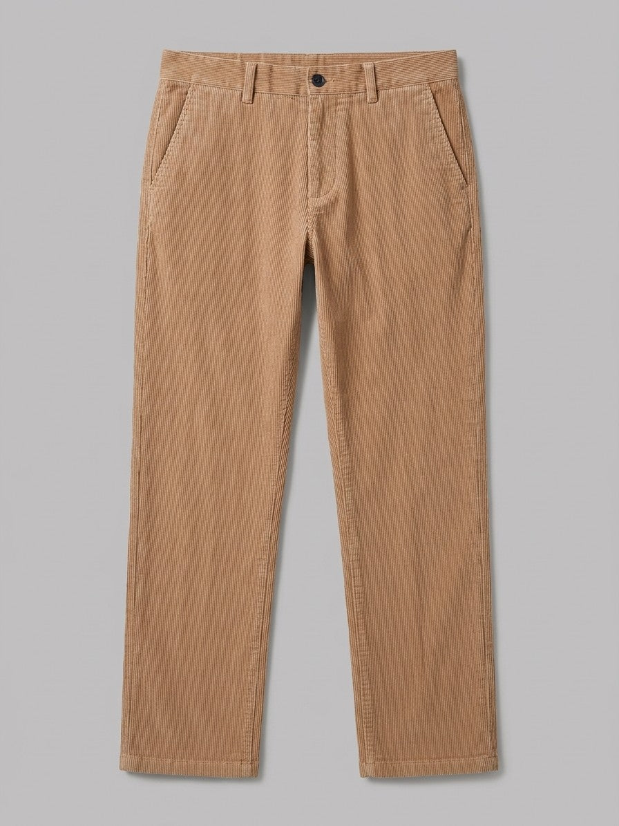 Bovegno Men's Fine-Wale Straight Corduroy Pants — camel — packshot