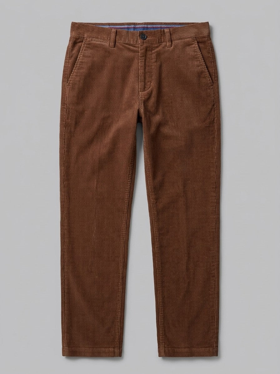 Bovegno Men's Fine-Wale Straight Corduroy Pants — caramel — packshot