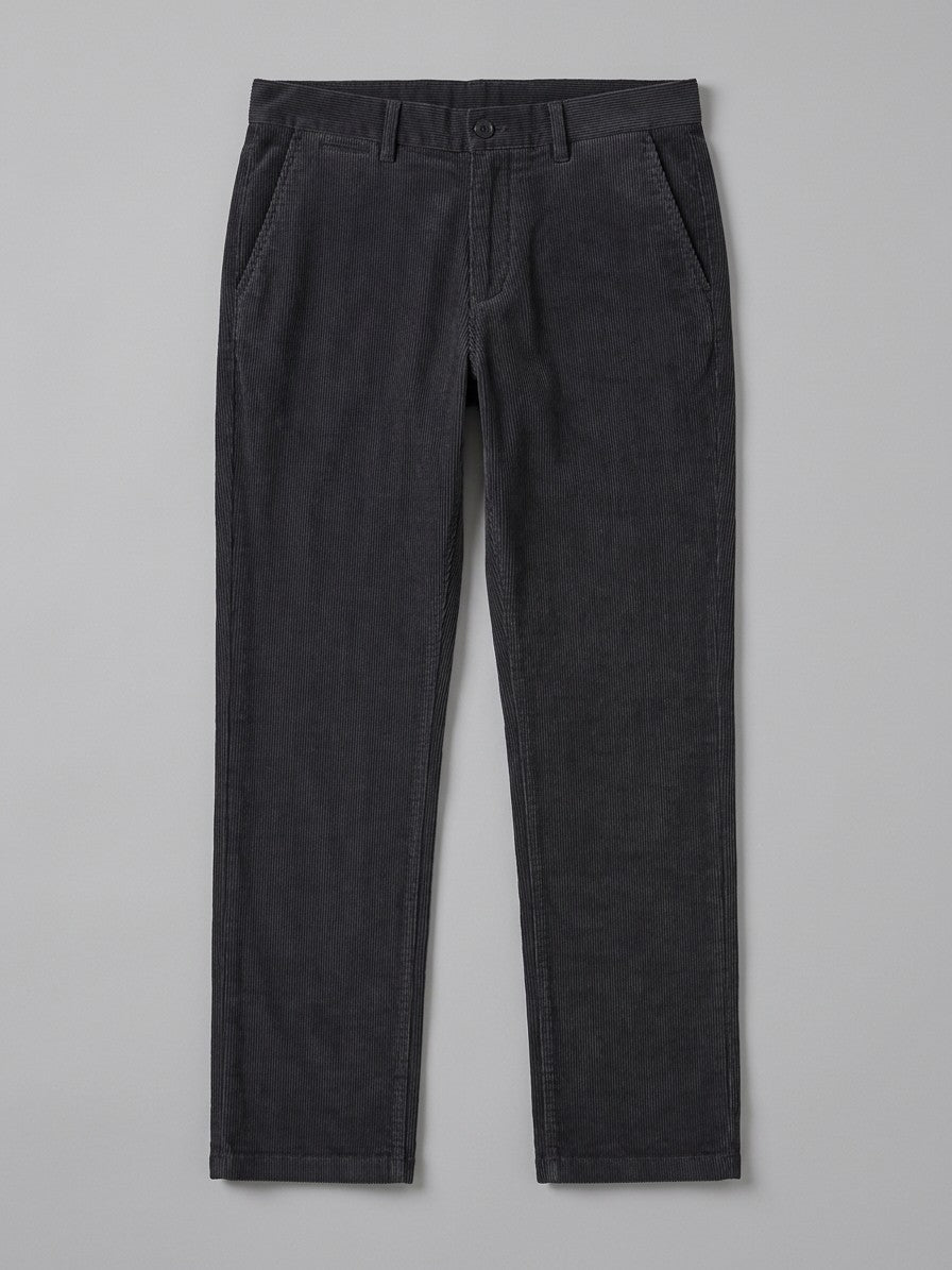 Bovegno Men's Fine-Wale Straight Corduroy Pants — charcoal — packshot