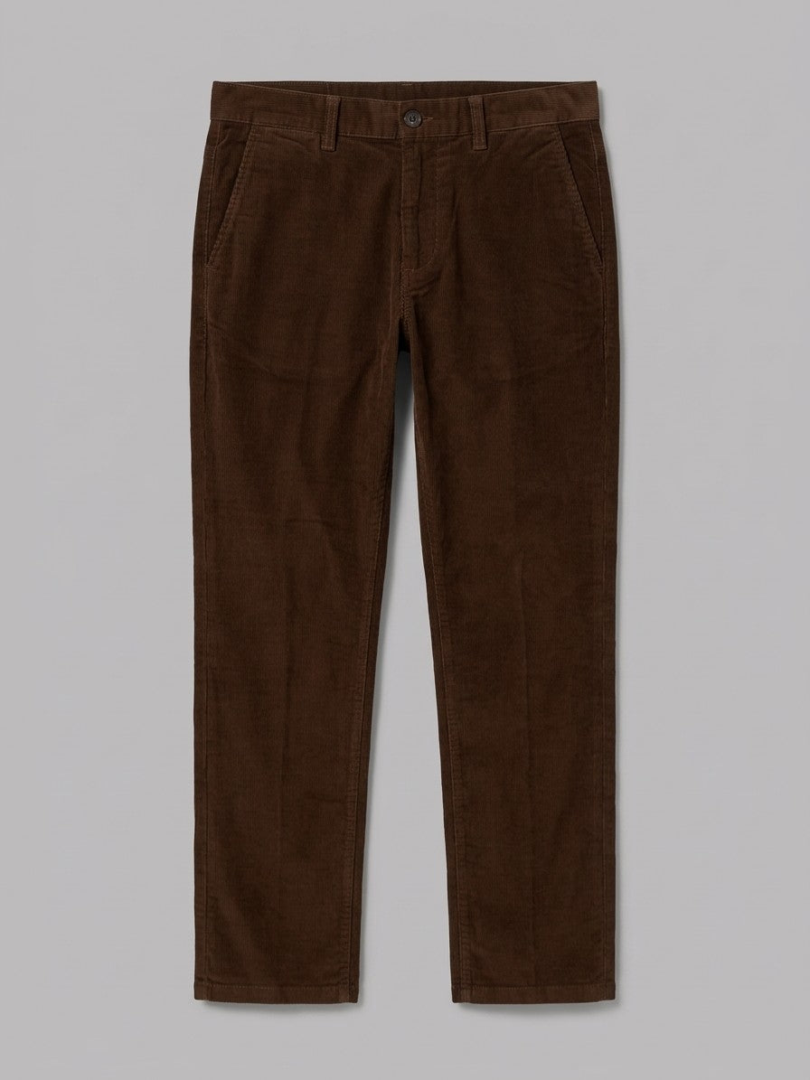 Bovegno Men's Fine-Wale Straight Corduroy Pants — chocolate — packshot