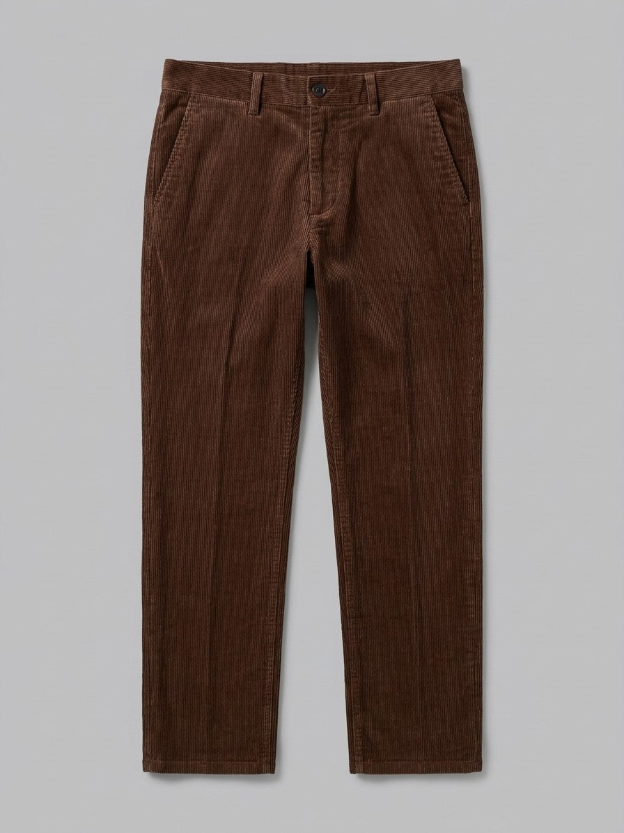 Bovegno Men's Fine-Wale Straight Corduroy Pants — mocha — packshot