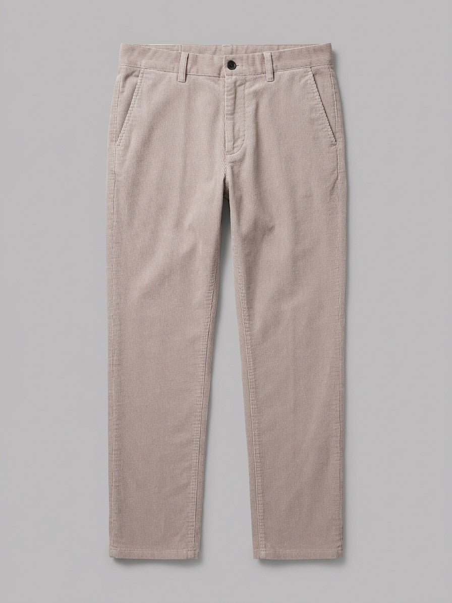 Bovegno Men's Fine-Wale Straight Corduroy Pants — stone — packshot