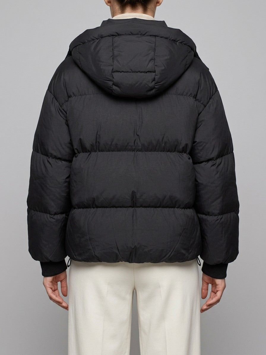 Bracciano Women's Boxy Hooded Puffer Jacket — black — back