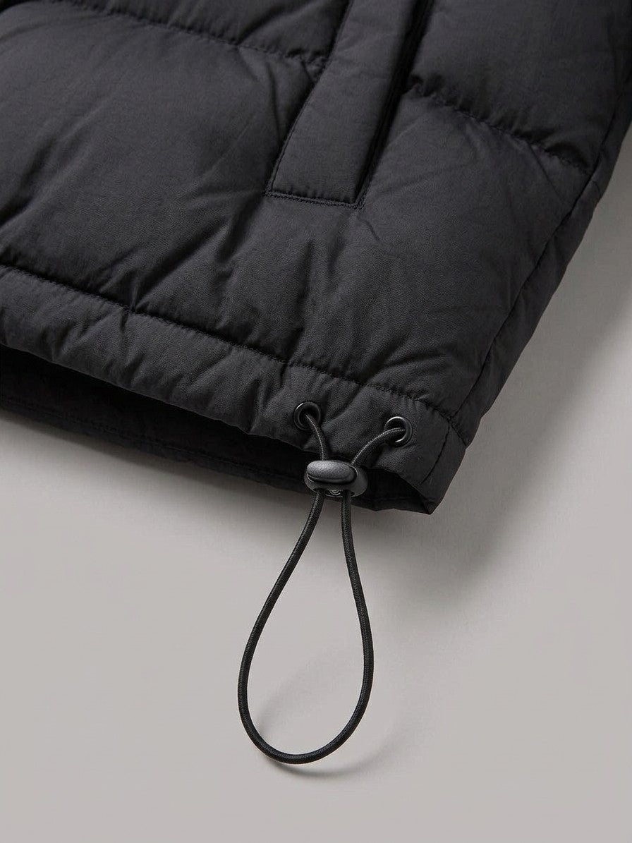 Bracciano Women's Boxy Hooded Puffer Jacket — black — detail-collar