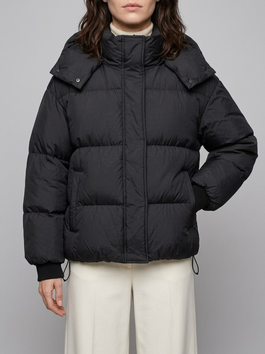 Bracciano Women's Boxy Hooded Puffer Jacket — black — front