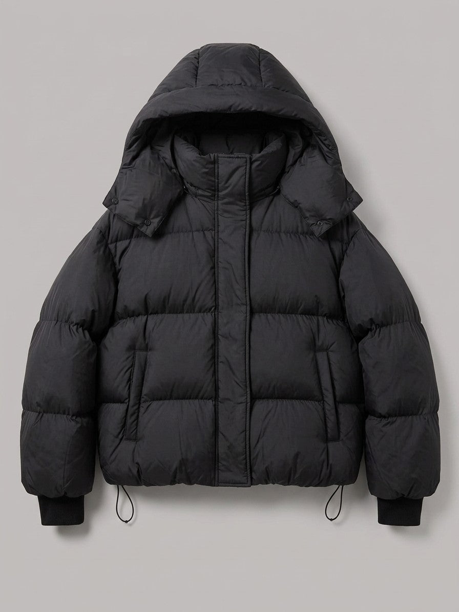 Bracciano Women's Boxy Hooded Puffer Jacket — black — packshot