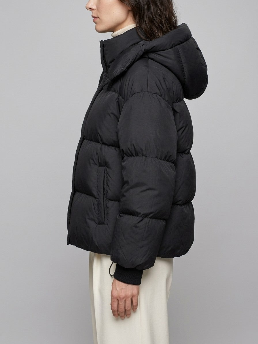 Bracciano Women's Boxy Hooded Puffer Jacket — black — side