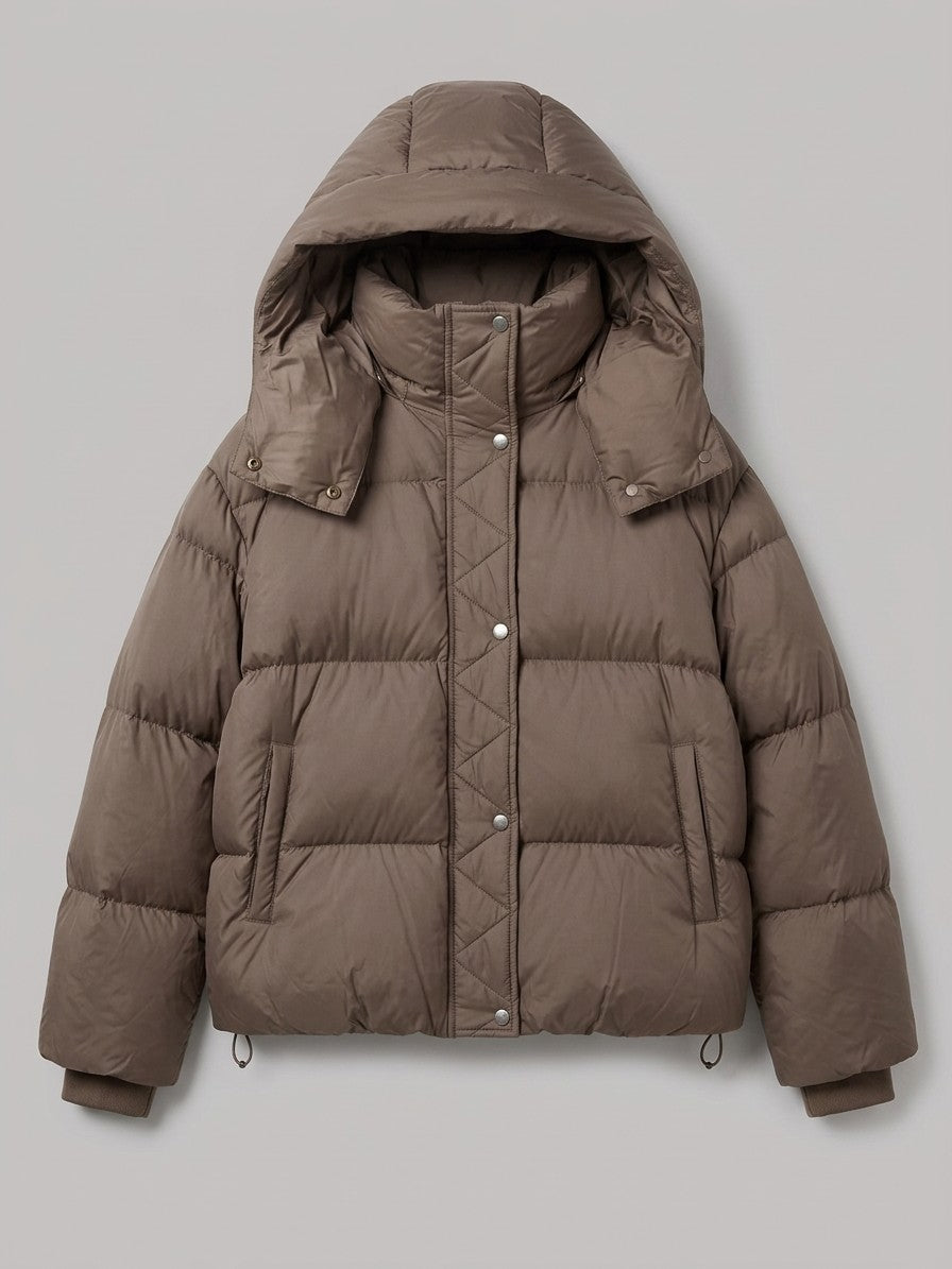 Bracciano Women's Boxy Hooded Puffer Jacket — coffee — packshot